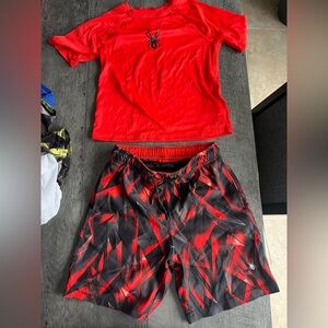 Spyder Red and Black Kids Shorts swim kit